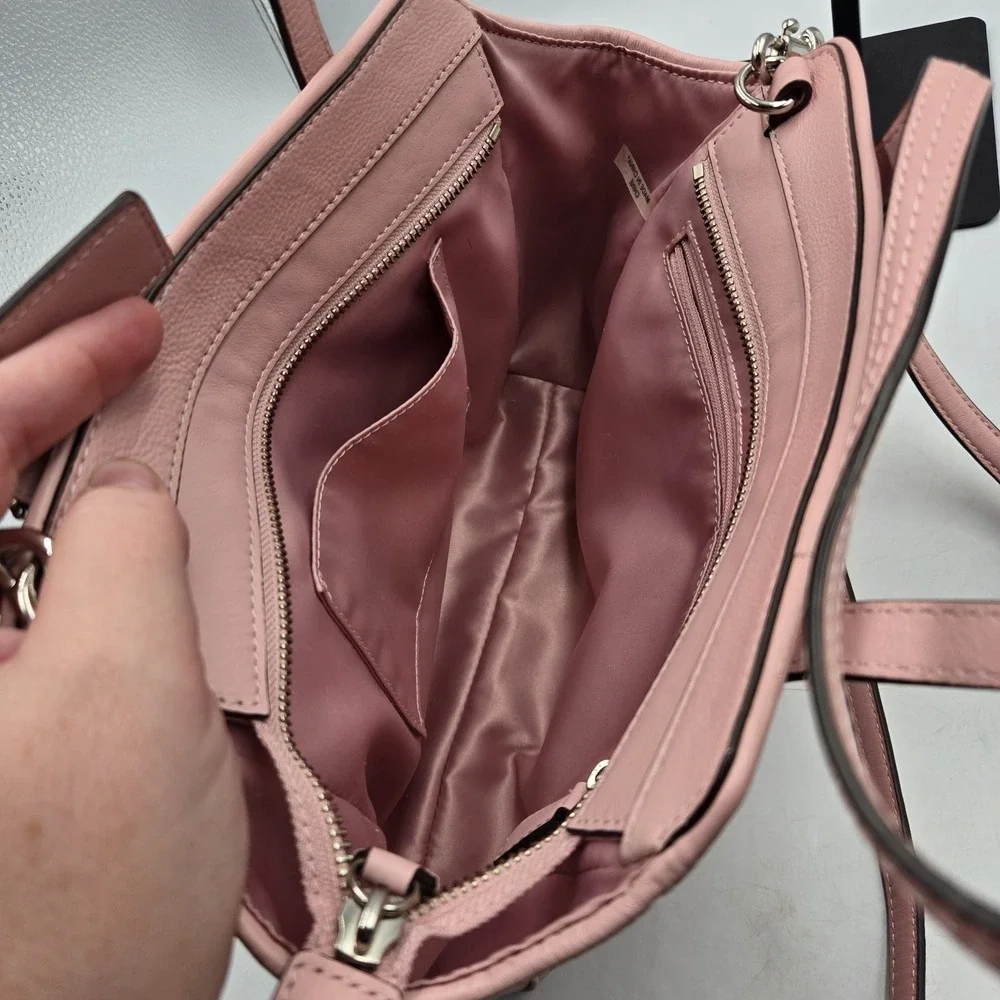 Pink Coach Taylor Eyelet Bette Leather Mini Tote Purse Laser Cut Floral Satin